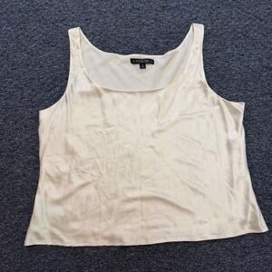 Lafayette 148 New York Women 16 Ivory 100% Silk Scoop Neck Tank Top Shell Cream